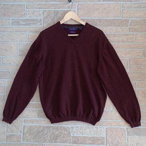 Alan Flusser Cotton Cashmere Sweater V Neck Purple